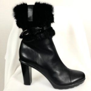 Aquatalia leather/fur ankle booties, Size 11